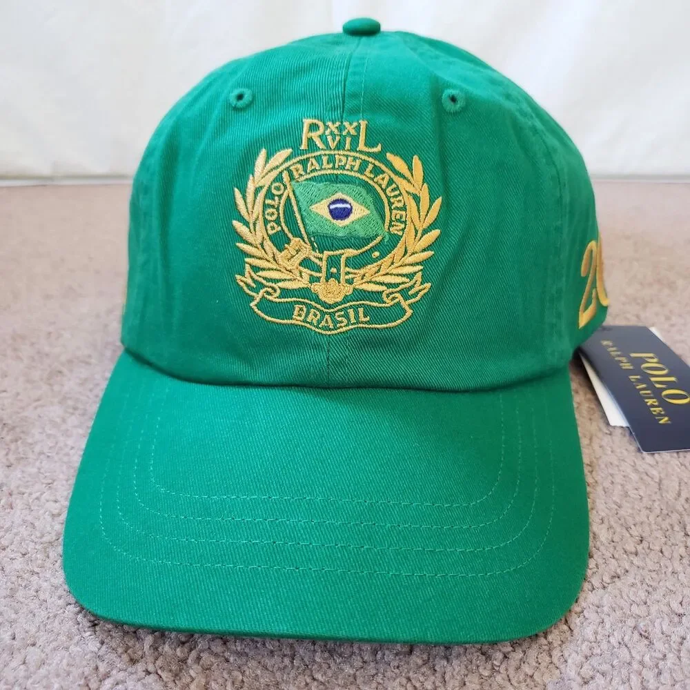 NWT Polo Ralph Lauren Brazil 2026 Soccer Adult Green Strapback Hat Cap Football